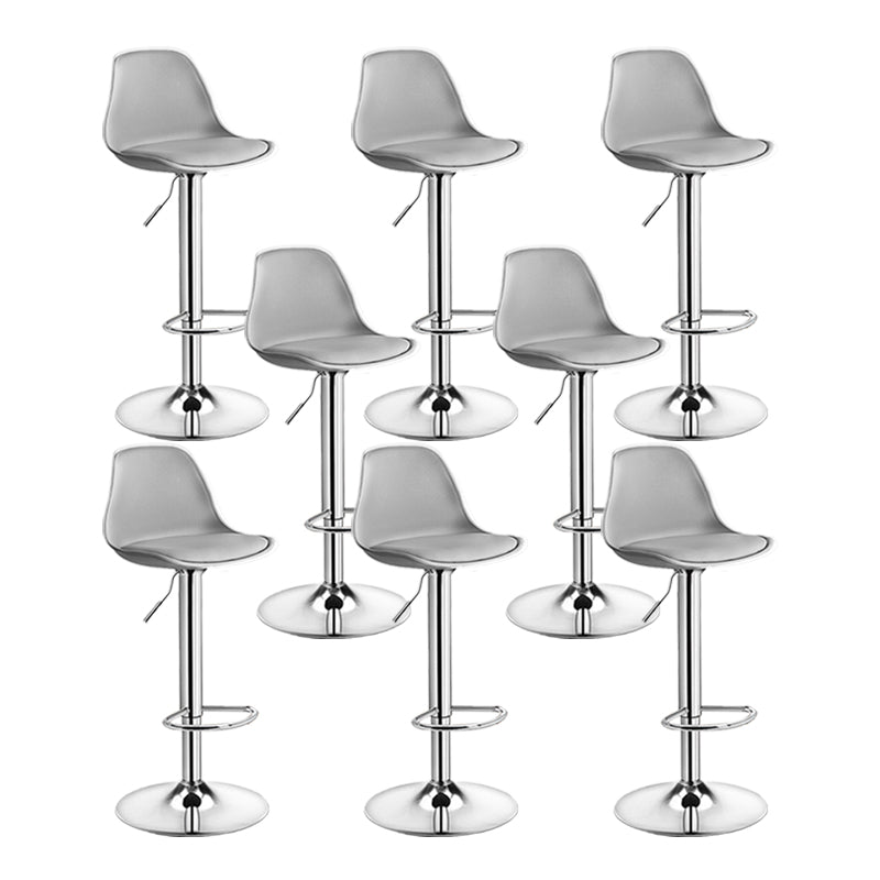 Contemporary Metal Barstool Faux Leather Footrest Adjustable Counter Stool Grey Chrome 8 Piece Set Clearhalo 'Bar Furniture' 'Bar Stools' 'bar_stools' 'furn' 'furn_bar_stools' 'Furniture' 'Kitchen & Dining Furniture' 6063152