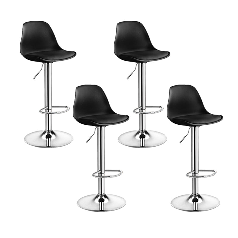 Contemporary Metal Barstool Faux Leather Footrest Adjustable Counter Stool Black Chrome 4 Piece Set Clearhalo 'Bar Furniture' 'Bar Stools' 'bar_stools' 'furn' 'furn_bar_stools' 'Furniture' 'Kitchen & Dining Furniture' 6063154