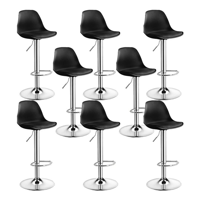 Contemporary Metal Barstool Faux Leather Footrest Adjustable Counter Stool Black Chrome 8 Piece Set Clearhalo 'Bar Furniture' 'Bar Stools' 'bar_stools' 'furn' 'furn_bar_stools' 'Furniture' 'Kitchen & Dining Furniture' 6063156