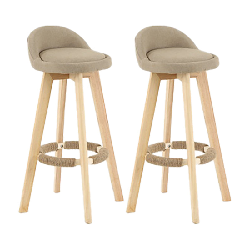 Modern Solid Wood base Bar Stool Upholstered Footrest Bar Stool