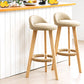 Modern Solid Wood base Bar Stool Upholstered Footrest Bar Stool