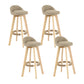 Modern Solid Wood base Bar Stool Upholstered Footrest Bar Stool