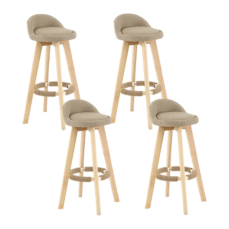 Modern Solid Wood base Bar Stool Upholstered Footrest Bar Stool
