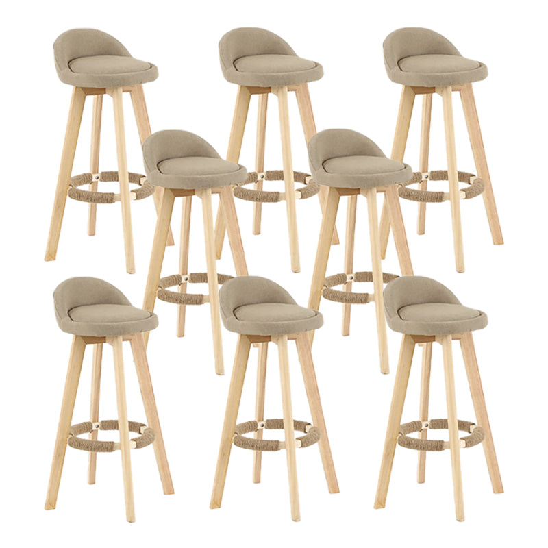 Modern Solid Wood base Bar Stool Upholstered Footrest Bar Stool