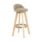 Modern Solid Wood base Bar Stool Upholstered Footrest Bar Stool