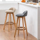 Modern Solid Wood base Bar Stool Upholstered Footrest Bar Stool