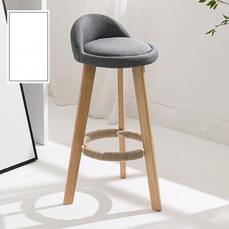 Modern Solid Wood base Bar Stool Upholstered Footrest Bar Stool
