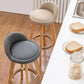 Modern Solid Wood base Bar Stool Upholstered Footrest Bar Stool