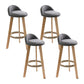 Modern Solid Wood base Bar Stool Upholstered Footrest Bar Stool