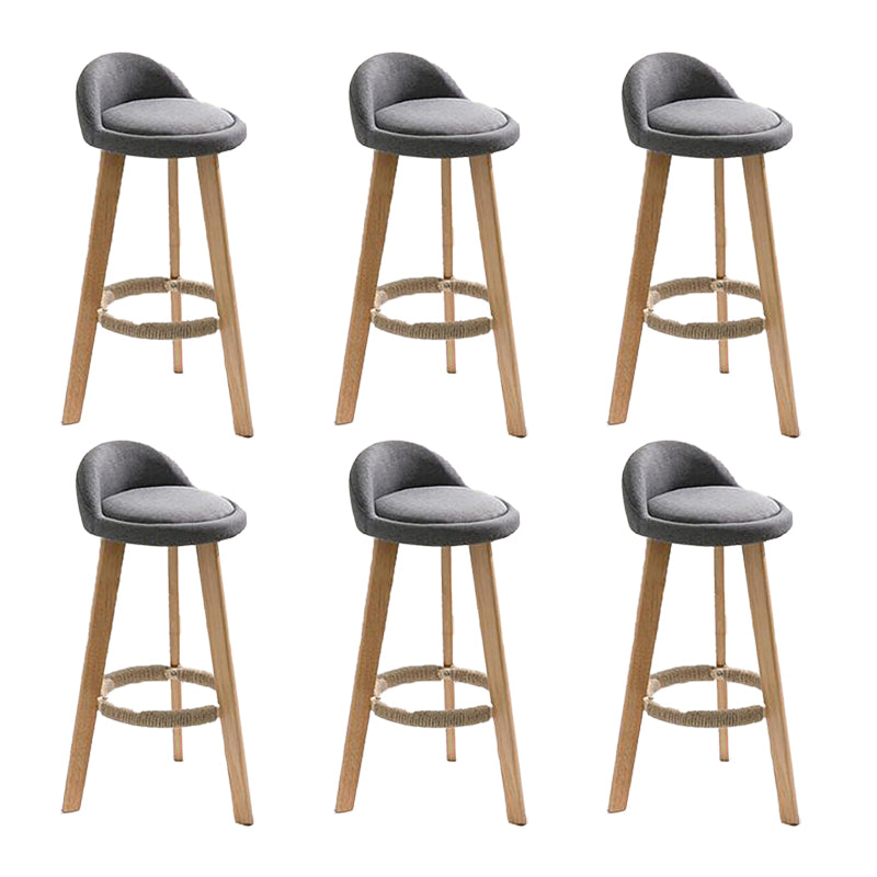 Modern Solid Wood base Bar Stool Upholstered Footrest Bar Stool