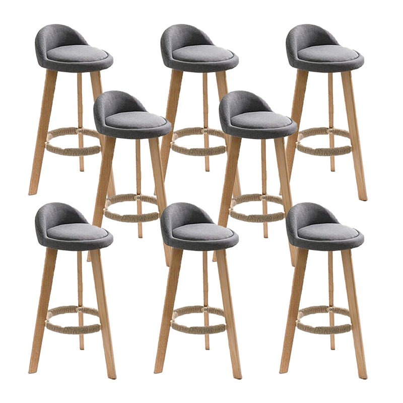 Modern Solid Wood base Bar Stool Upholstered Footrest Bar Stool