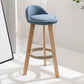 Modern Solid Wood base Bar Stool Upholstered Footrest Bar Stool