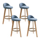 Modern Solid Wood base Bar Stool Upholstered Footrest Bar Stool