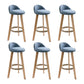 Modern Solid Wood base Bar Stool Upholstered Footrest Bar Stool