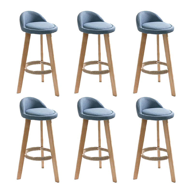 Modern Solid Wood base Bar Stool Upholstered Footrest Bar Stool