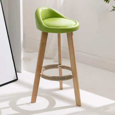 Modern Solid Wood base Bar Stool Upholstered Footrest Bar Stool