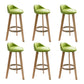 Modern Solid Wood base Bar Stool Upholstered Footrest Bar Stool