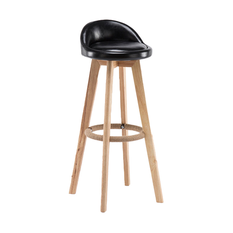 Modern Solid Wood base Bar Stool Upholstered Footrest Bar Stool
