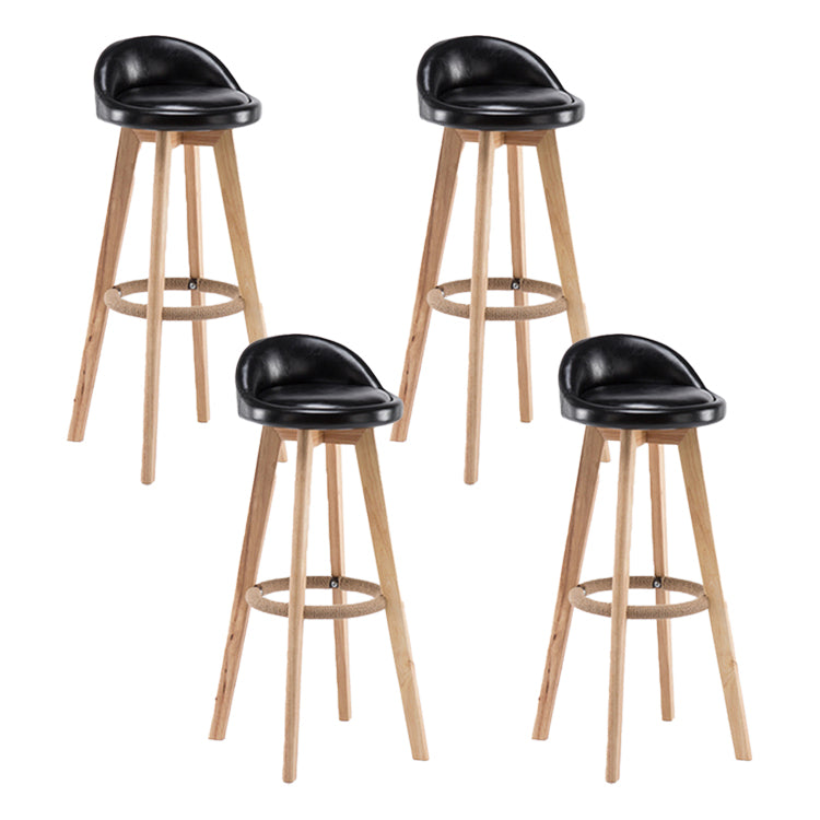 Modern Solid Wood base Bar Stool Upholstered Footrest Bar Stool