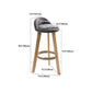 Modern Solid Wood base Bar Stool Upholstered Footrest Bar Stool