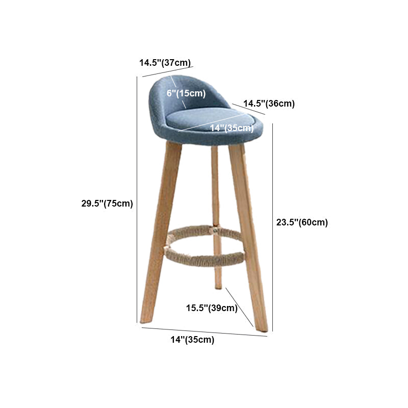 Modern Solid Wood base Bar Stool Upholstered Footrest Bar Stool