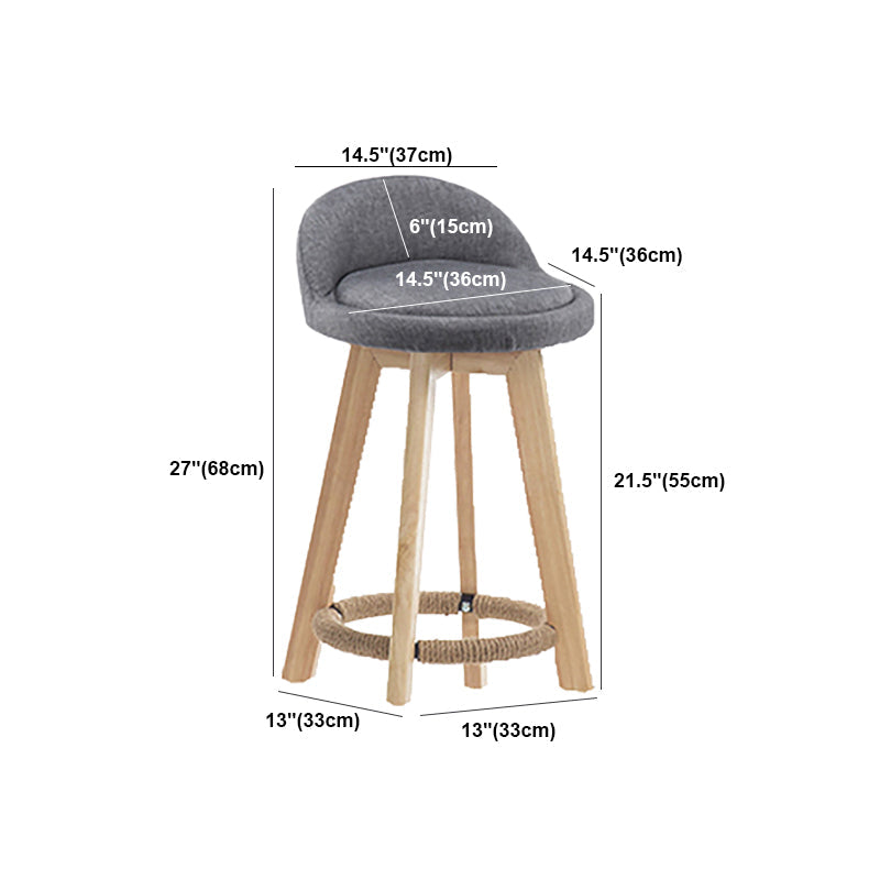Modern Solid Wood base Bar Stool Upholstered Footrest Bar Stool