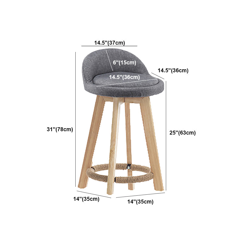 Modern Solid Wood base Bar Stool Upholstered Footrest Bar Stool