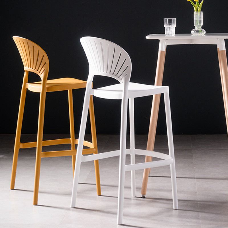 Modern Plastic Barstool Low Back Counter Stool in Matte Finish