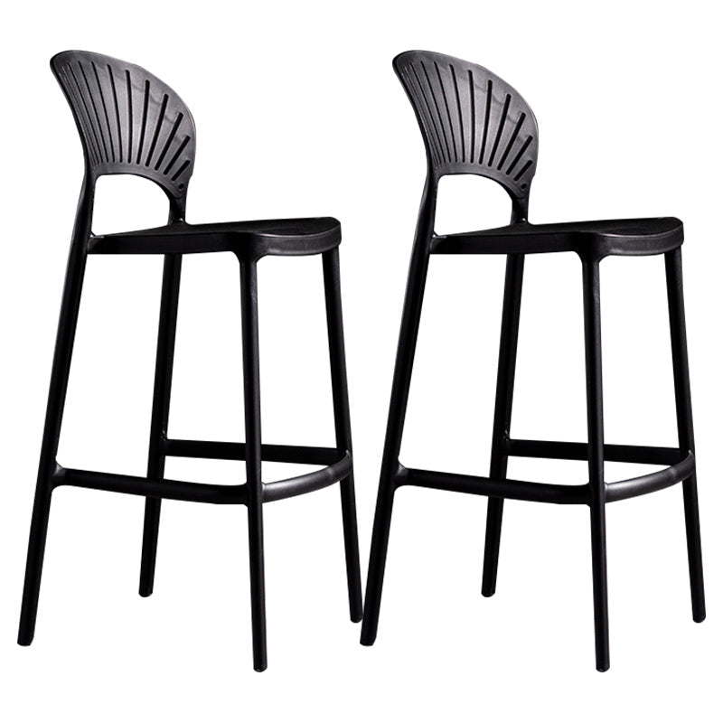 Modern Plastic Barstool Low Back Counter Stool in Matte Finish