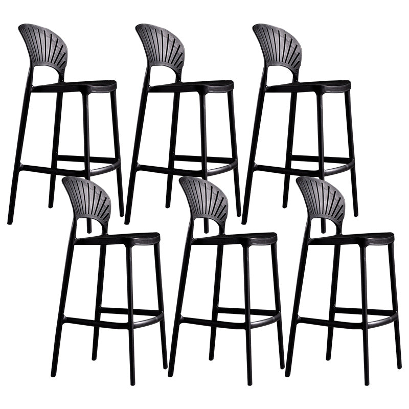 Modern Plastic Barstool Low Back Counter Stool in Matte Finish
