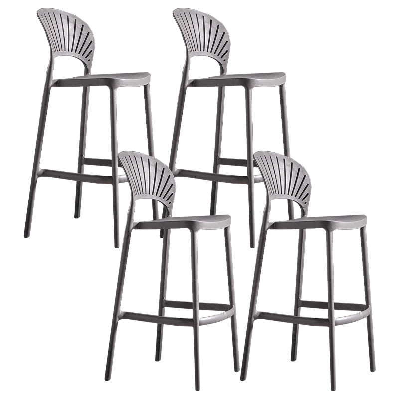 Modern Plastic Barstool Low Back Counter Stool in Matte Finish
