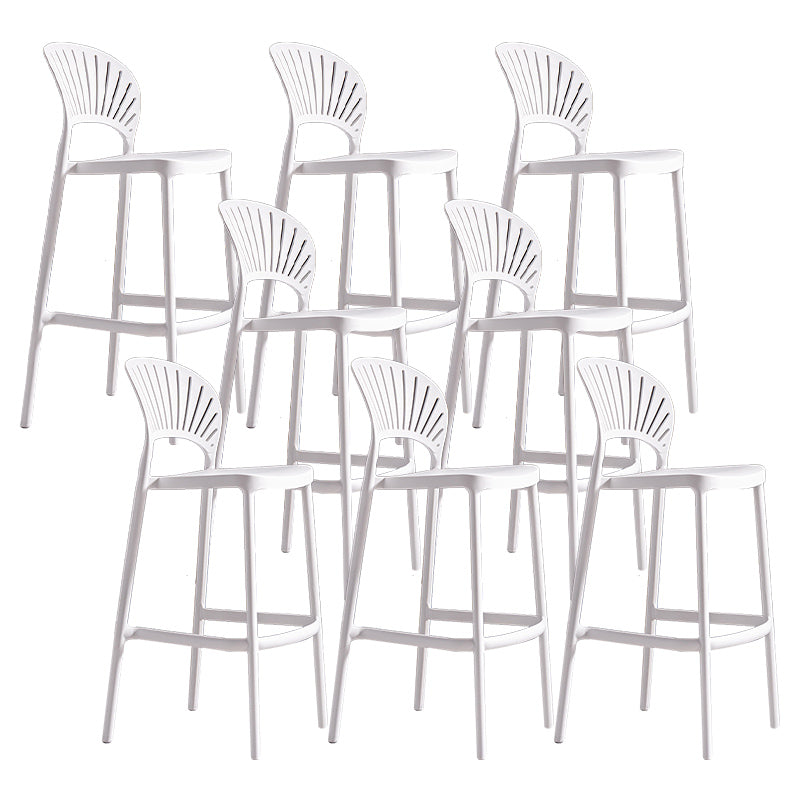 Modern Plastic Barstool Low Back Counter Stool in Matte Finish