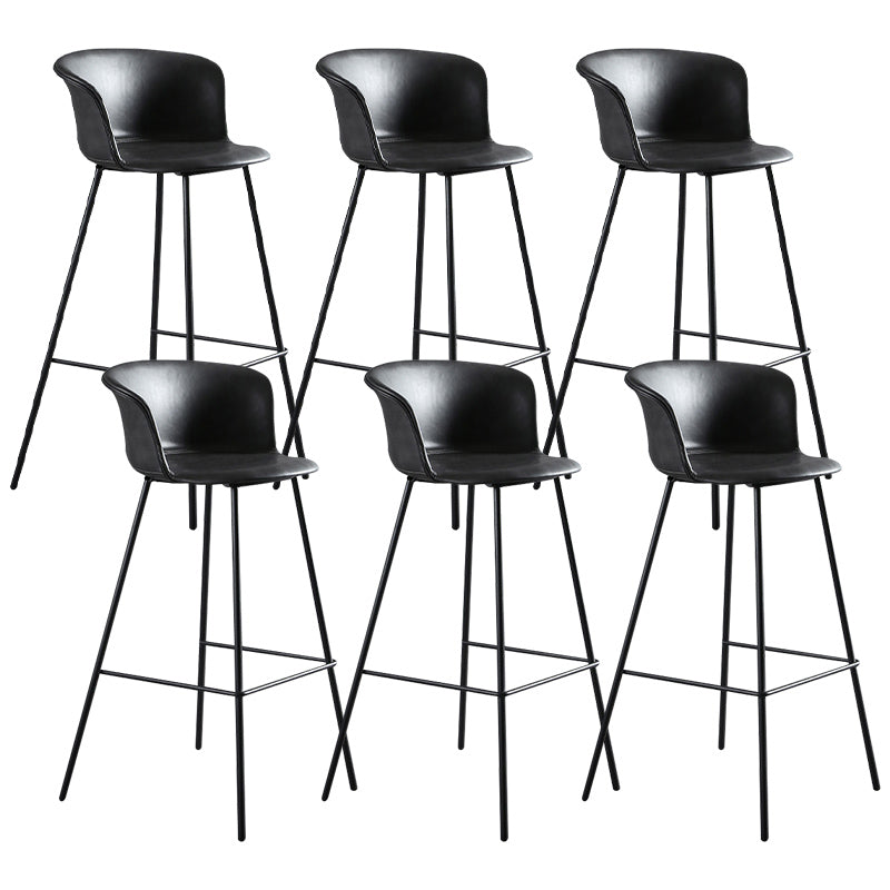 Modern Bucket Low Back Counter Chair Faux Leather Counter Bar Stool for Dining Room