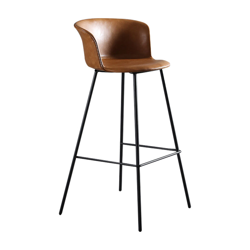 Modern Bucket Low Back Counter Chair Faux Leather Counter Bar Stool for Dining Room