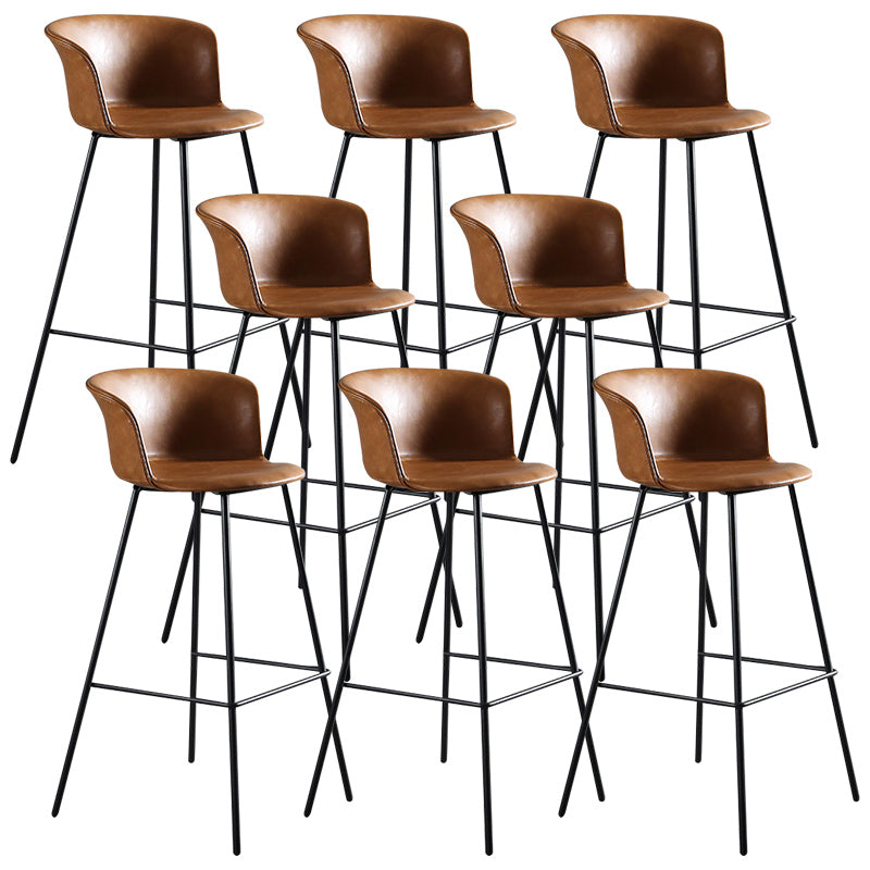 Modern Bucket Low Back Counter Chair Faux Leather Counter Bar Stool for Dining Room