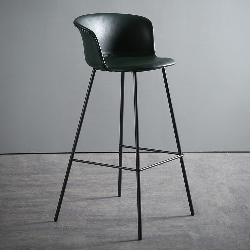 Modern Bucket Low Back Counter Chair Faux Leather Counter Bar Stool for Dining Room