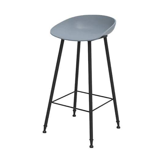 Contemporary Metal Base Indoor Stool PP Plastic Low Back Bar Stool Grey 1 Piece