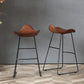 Indoor Footrest Leather Dining Stool Bucket Modern Counter Stool with Metal Base
