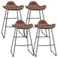 Indoor Footrest Leather Dining Stool Bucket Modern Counter Stool with Metal Base