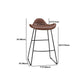 Indoor Footrest Leather Dining Stool Bucket Modern Counter Stool with Metal Base