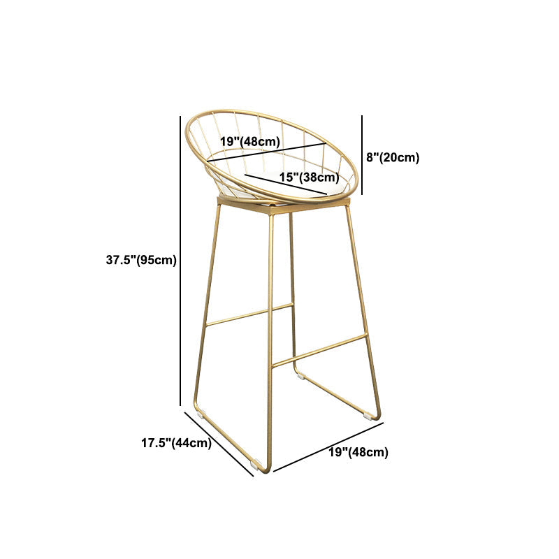 Coffee Shop Scandinavian Bar-stool Metal Bucket Footrest Counter-height Stool