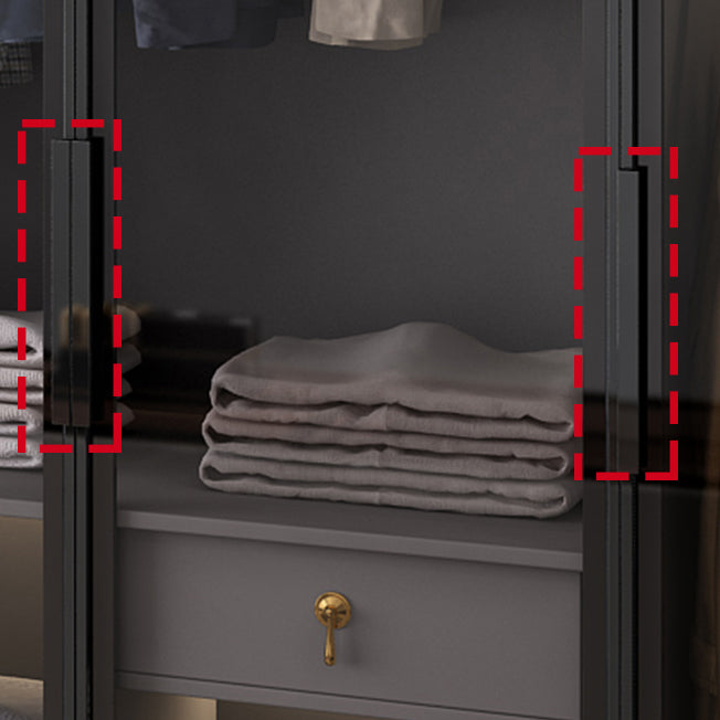 Black Manufactured Wood Cabinet with Glass Doors Modern Storage Cabinet Clearhalo 'Armoires & Wardrobes' 'armoires_wardrobes' 'Bedroom Furniture' 'furn' 'furn_armoires_wardrobes' 'Furniture' 6063571