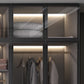 Black Manufactured Wood Cabinet with Glass Doors Modern Storage Cabinet Clearhalo 'Armoires & Wardrobes' 'armoires_wardrobes' 'Bedroom Furniture' 'furn' 'furn_armoires_wardrobes' 'Furniture' 6063572