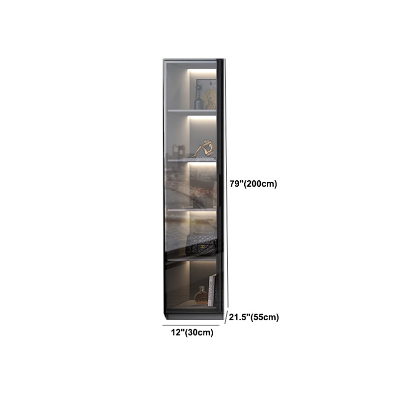 Black Manufactured Wood Cabinet with Glass Doors Modern Storage Cabinet Clearhalo 'Armoires & Wardrobes' 'armoires_wardrobes' 'Bedroom Furniture' 'furn' 'furn_armoires_wardrobes' 'Furniture' 6063581