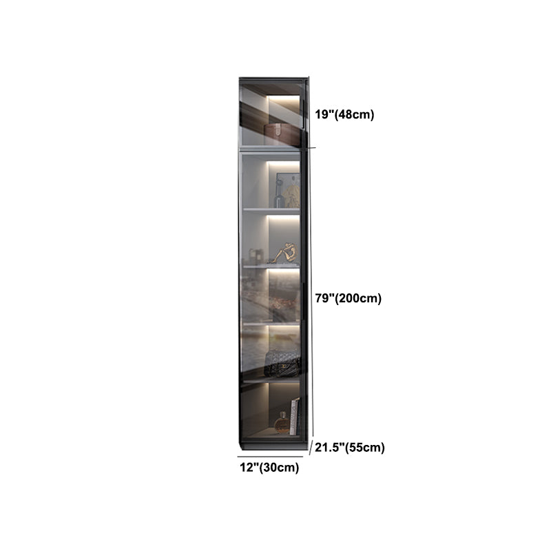 Black Manufactured Wood Cabinet with Glass Doors Modern Storage Cabinet Clearhalo 'Armoires & Wardrobes' 'armoires_wardrobes' 'Bedroom Furniture' 'furn' 'furn_armoires_wardrobes' 'Furniture' 6063583