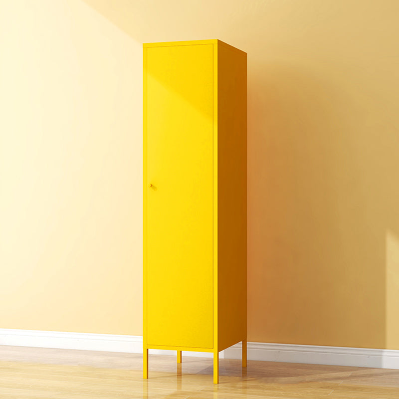 Contemporary Wardrobe Cabinet with Adjustable Shelves Steel Wardrobe Armoire 15"L x 20"W x 71"H Yellow Clearhalo 'Armoires & Wardrobes' 'armoires_wardrobes' 'Bedroom Furniture' 'furn' 'furn_armoires_wardrobes' 'Furniture' 6063753