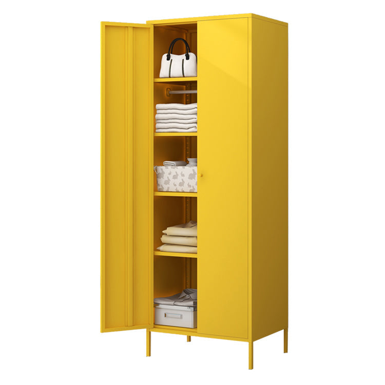 Contemporary Wardrobe Cabinet with Adjustable Shelves Steel Wardrobe Armoire Clearhalo 'Armoires & Wardrobes' 'armoires_wardrobes' 'Bedroom Furniture' 'furn' 'furn_armoires_wardrobes' 'Furniture' 6063760