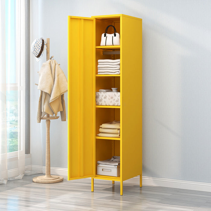 Contemporary Wardrobe Cabinet with Adjustable Shelves Steel Wardrobe Armoire 16"L x 20"W x 79"H Yellow Clearhalo 'Armoires & Wardrobes' 'armoires_wardrobes' 'Bedroom Furniture' 'furn' 'furn_armoires_wardrobes' 'Furniture' 6063761