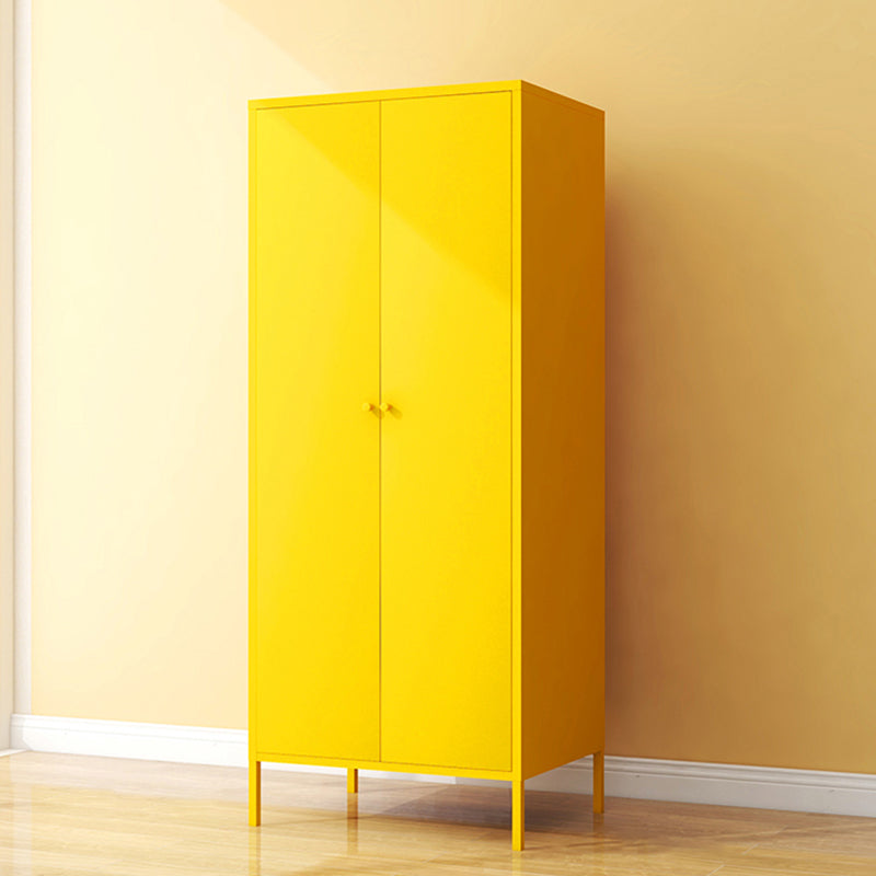 Contemporary Wardrobe Cabinet with Adjustable Shelves Steel Wardrobe Armoire 27.5"L x 20"W x 71"H Yellow Clearhalo 'Armoires & Wardrobes' 'armoires_wardrobes' 'Bedroom Furniture' 'furn' 'furn_armoires_wardrobes' 'Furniture' 6063770