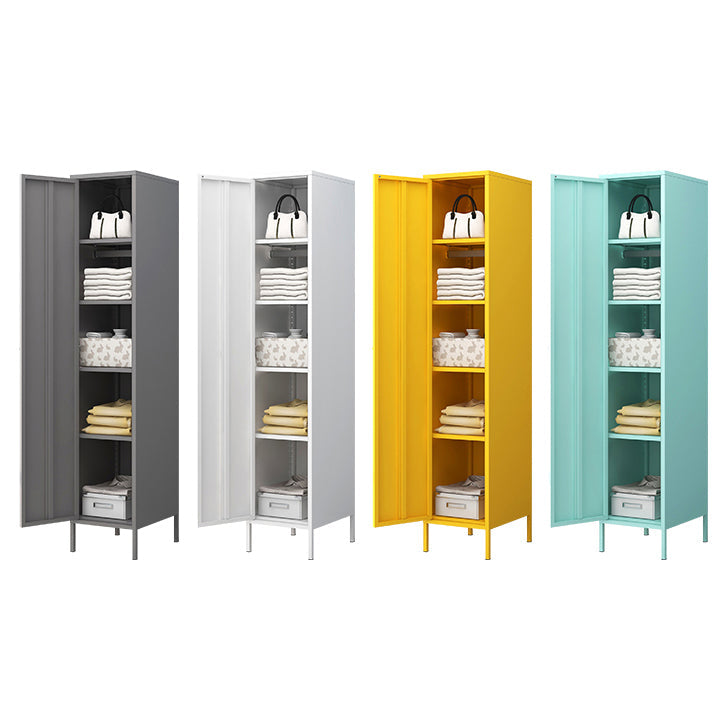 Contemporary Wardrobe Cabinet with Adjustable Shelves Steel Wardrobe Armoire Clearhalo 'Armoires & Wardrobes' 'armoires_wardrobes' 'Bedroom Furniture' 'furn' 'furn_armoires_wardrobes' 'Furniture' 6063771